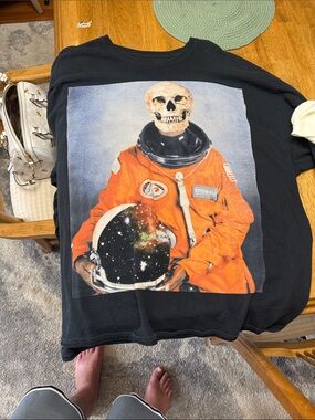 Travis Scott Black Long Sleeve Shirt with Orange Astronaut Graphic